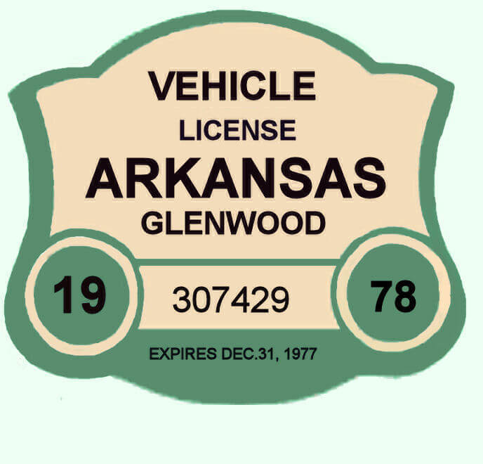 1978 Arkansas Registration sticker GLENWOOD 15.00 Bob Hoyts