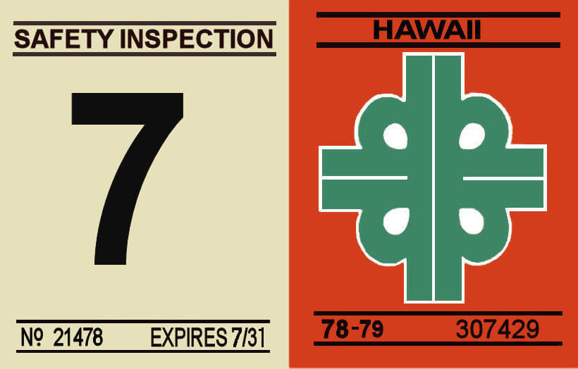 197879 Hawaii Inspection sticker 20.00 Bob Hoyts Classic