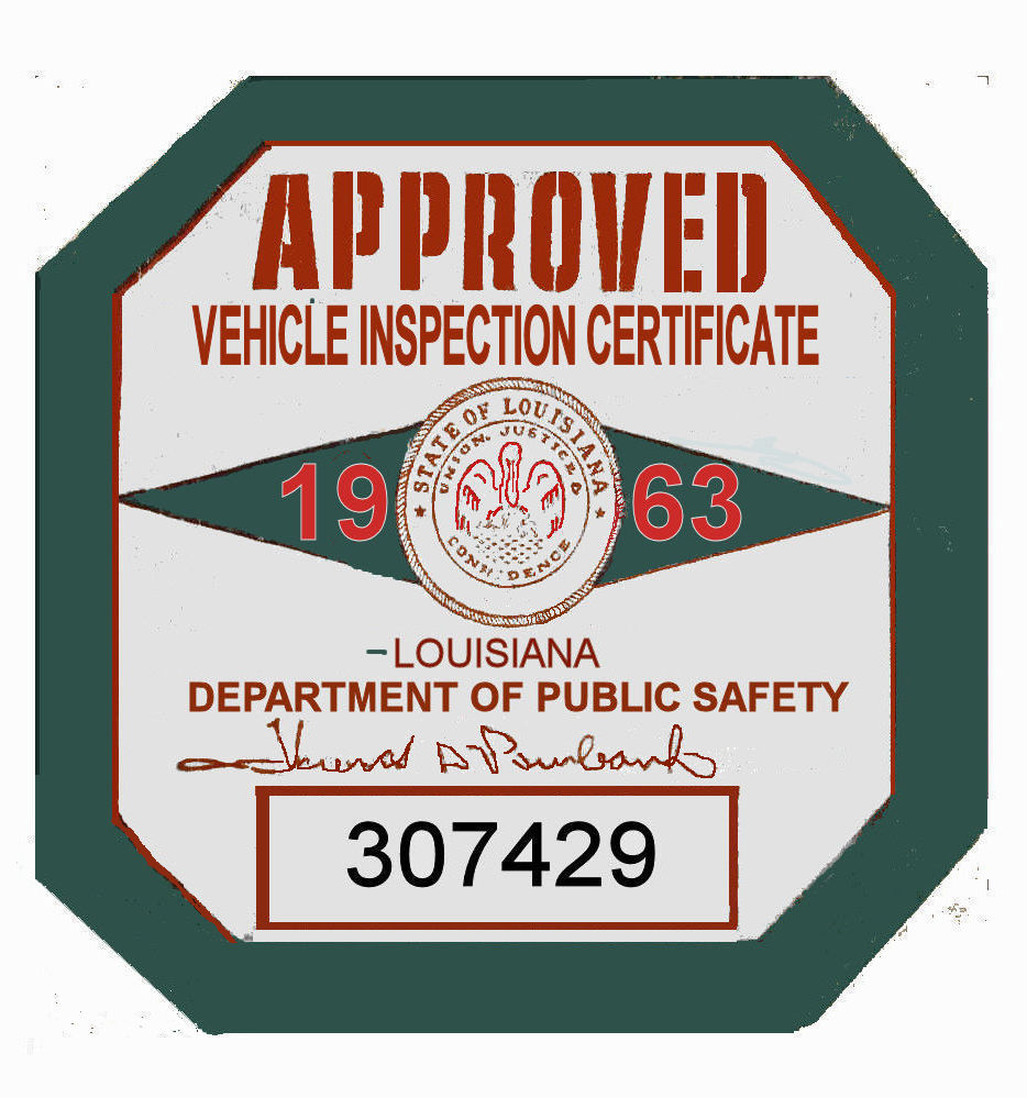 1963 Louisiana inspection sticker 20.00 Bob Hoyts Classic