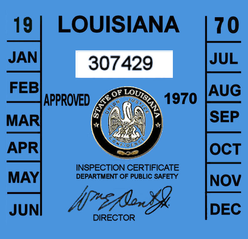 1970 Louisiana inspection sticker 20.00 Bob Hoyts Classic
