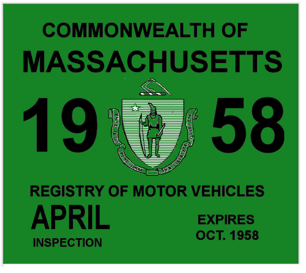 1957 Massachusetts Fall INSPECTION Sticker 20.00 Bob Hoyts Classic
