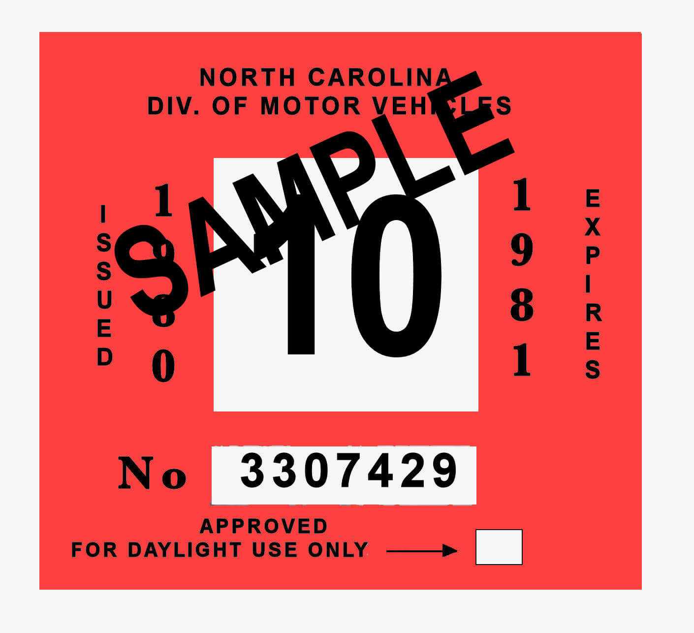196970 North Carolina Inspection Sticker 20.00 Bob Hoyts Classic