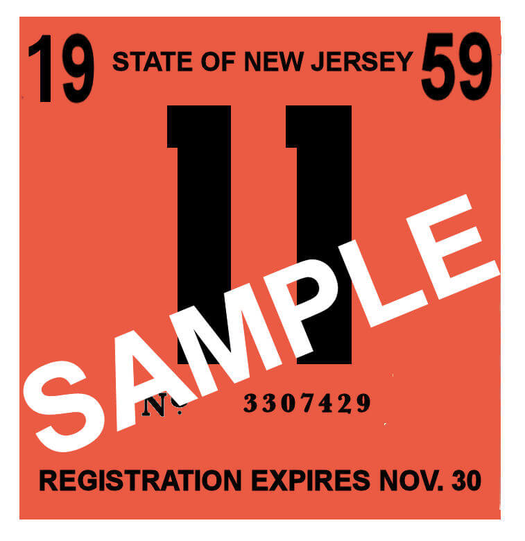 1959 New Jersey INSPECTION Sticker 20.00 Bob Hoyts Classic