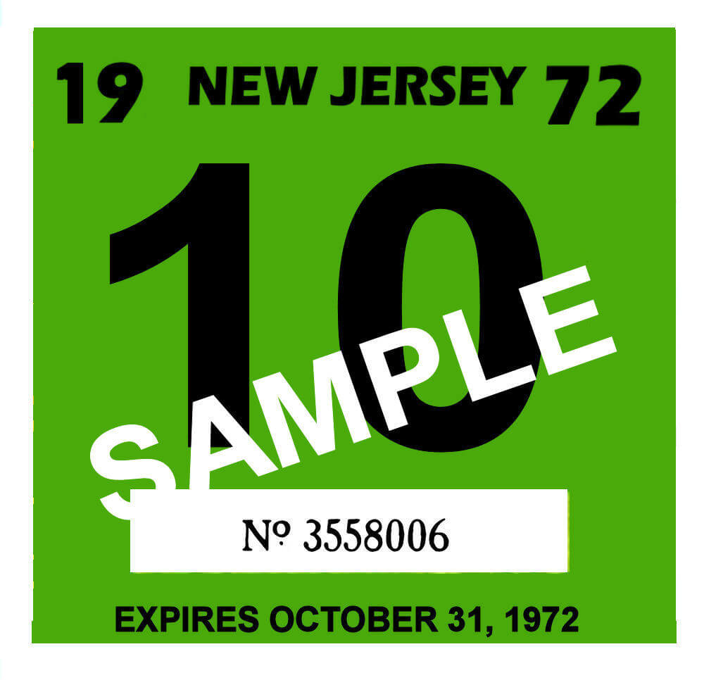 1972 New Jersey INSPECTION Sticker 20.00 Bob Hoyts Classic