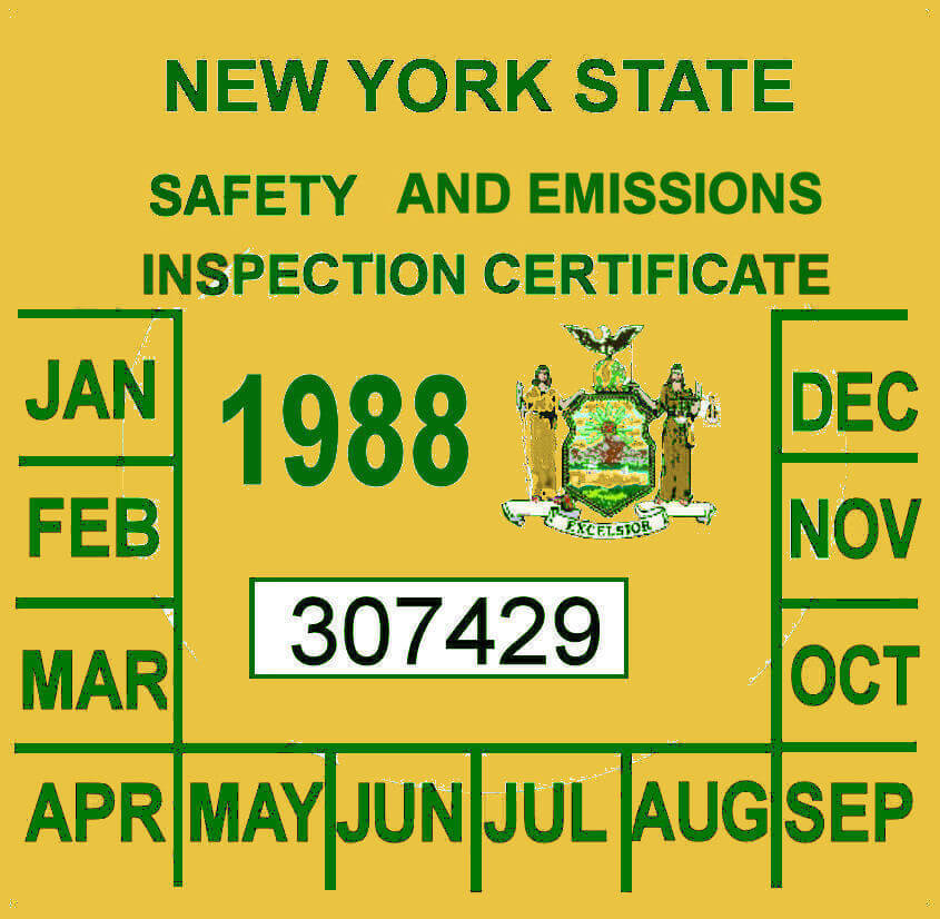1988 New York emissions inspection sticker 20.00 Bob Hoyts Classic