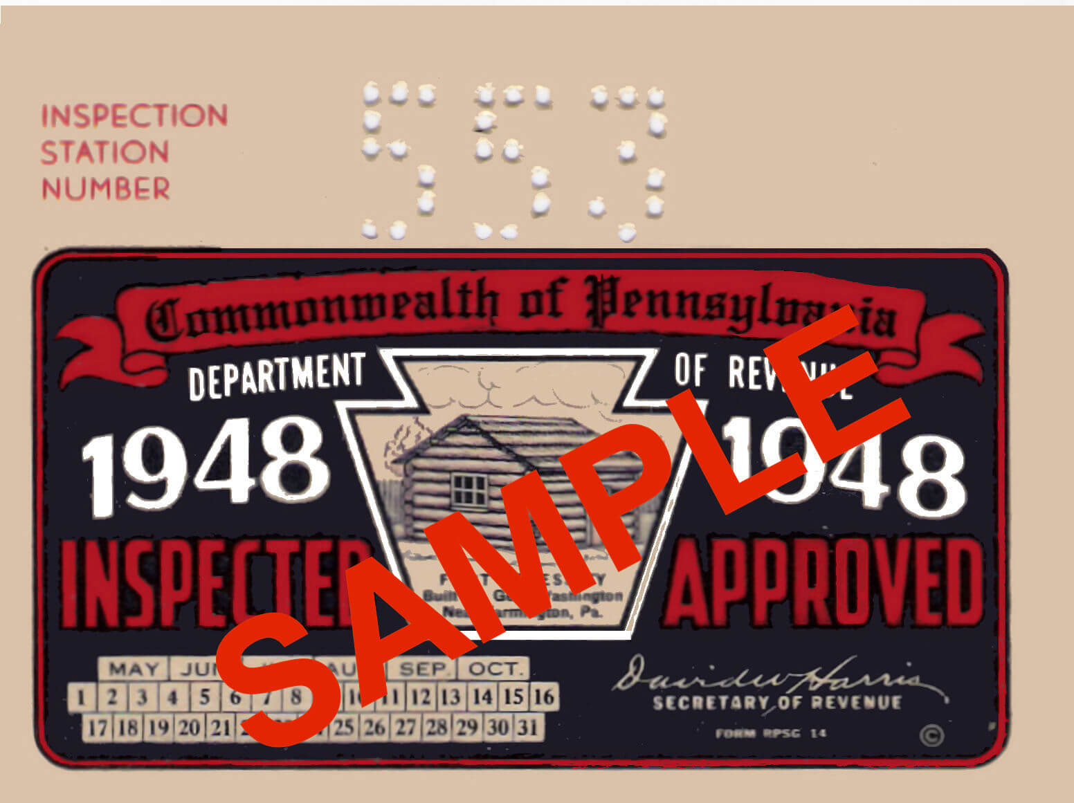 1948 Pennsylvania INSPECTION Sticker - $25.00 : Bob Hoyts Classic ...