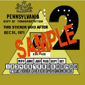 1971-2 Pennsylvania INSPECTION Sticker - $25.00 : Bob Hoyts Classic ...