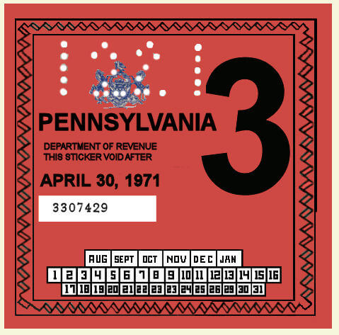 1971-2 Pennsylvania INSPECTION Sticker - $25.00 : Bob Hoyts Classic ...