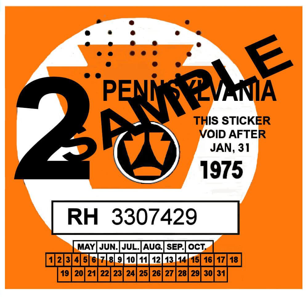 19752 Pennsylvania INSPECTION Sticker 25.00 Bob Hoyts Classic