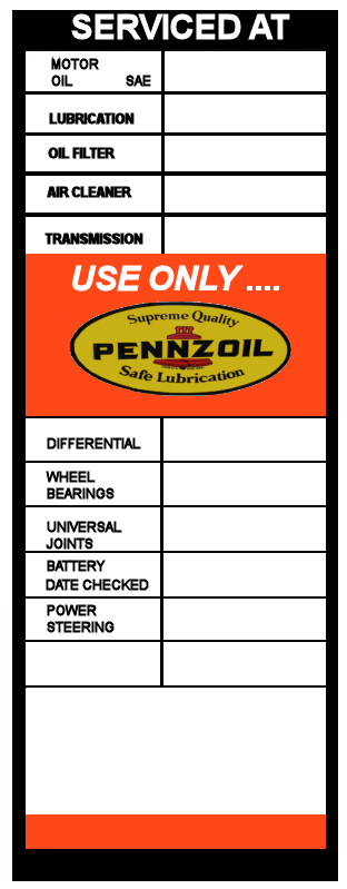 PENZOIL 1950's Service Sticker