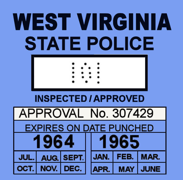 196465 West Virginia inspection sticker 20.00 Bob Hoyts Classic