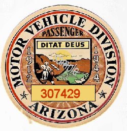 1944 Arizona inspection/Registration sticker