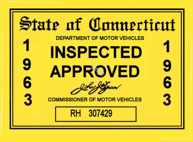 1963 Connecticut inspection sticker - Click Image to Close