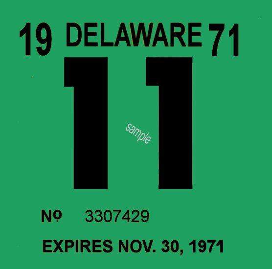 1971 Delaware INSPECTION Sticker - Click Image to Close