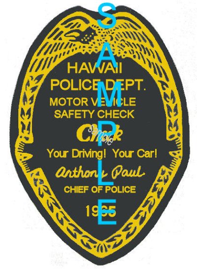1965 Hawaii Inspection Sticker - Click Image to Close