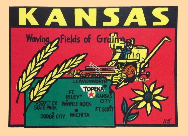 Kansas Vintage Vacation Stickers - Click Image to Close