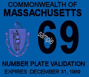 1969 Massachusetts REGISTRATION Sticker - Click Image to Close