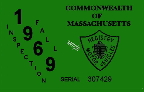 1969 Massachusetts FALL INSPECTION Sticker - Click Image to Close
