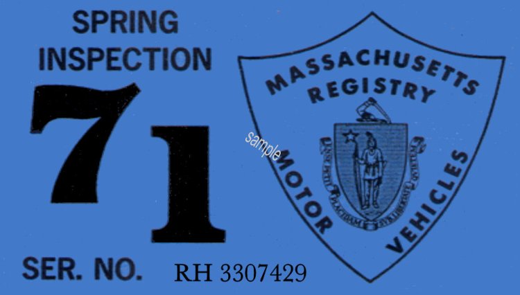 1971 Massachusetts SPRING INSPECTION Sticker - Click Image to Close