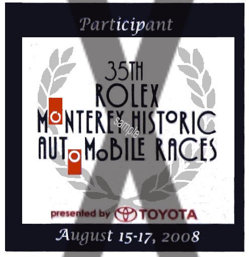 Monterey 2008 35th Rolex Historic Auto Race Sticker - Click Image to Close