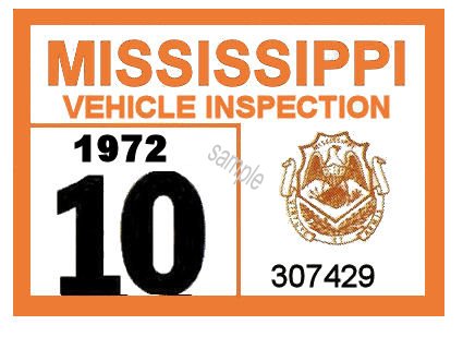 1972 Mississippi Inspection Sticker - Click Image to Close