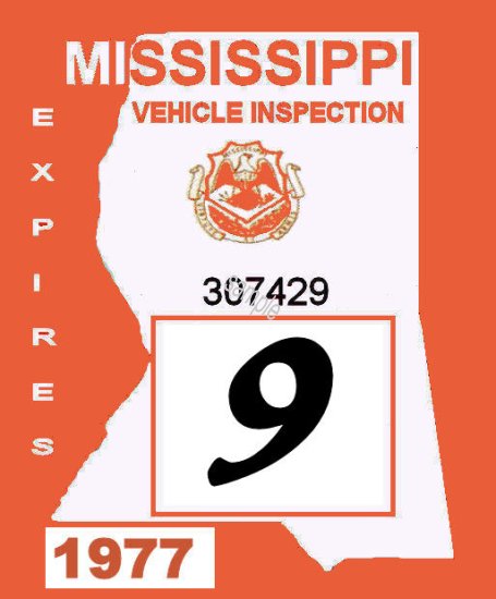 1977 Mississippi Inspection sticker - Click Image to Close