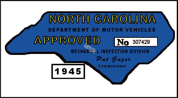 1945 NC Inspection Sticker - Click Image to Close