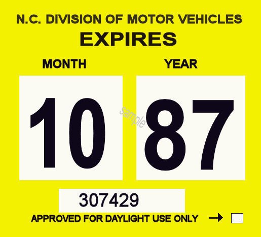1987 North Carolina Inspection sticker - Click Image to Close