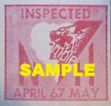 1967 New Hampshire APR - MAY Inspection Sticker