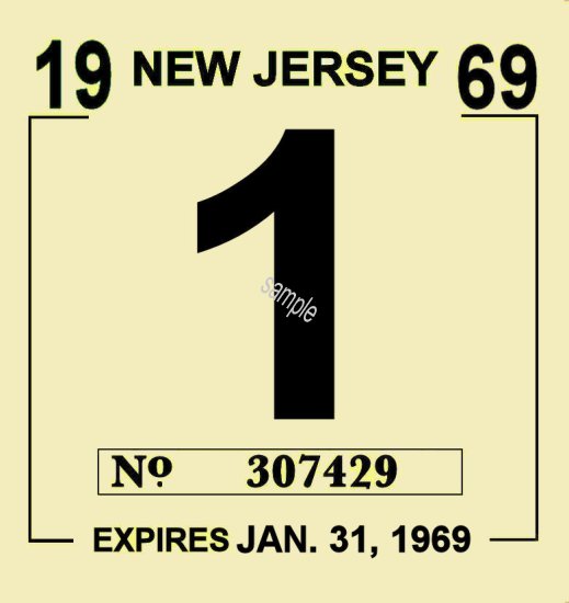 1969 New Jersey INSPECTION Sticker - Click Image to Close