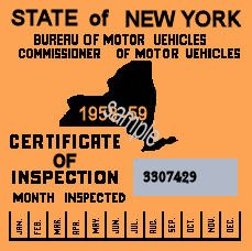 1958-59 New York INSPECTION Sticker