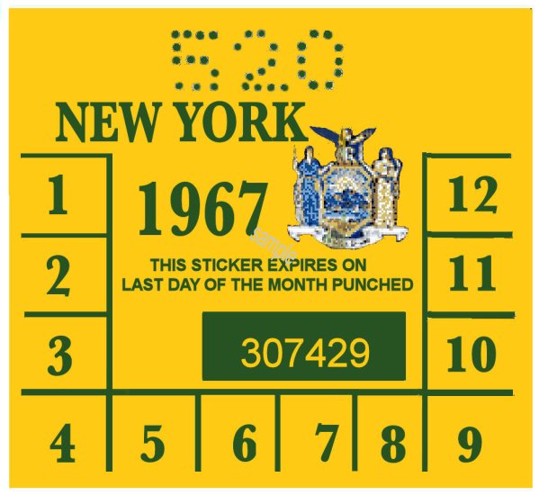 new york 1962-63 inspection sticker windshild 