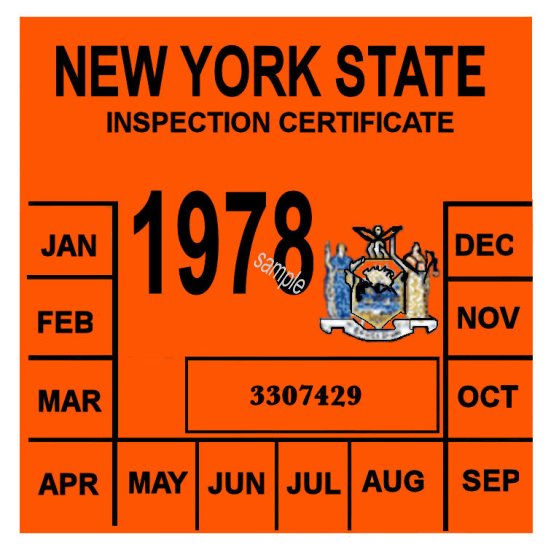 new york 1950 inspection sticker windshild