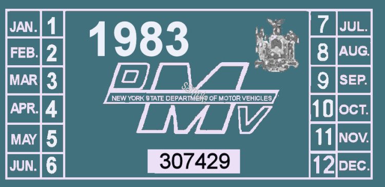 1983 New York Inspection Sticker - Click Image to Close