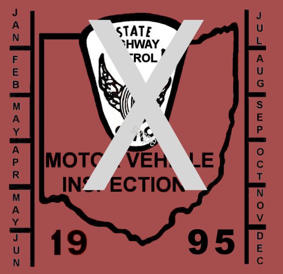 1995 Ohio inspection sticker - Click Image to Close
