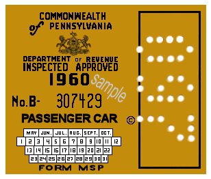 2 for 1 1952 Pennsylvania Inspection Sticker Pa Penna May to Oct 