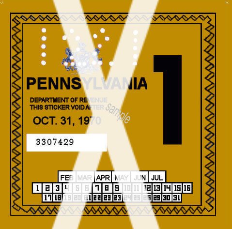 1970-1 Pennsylvania Inspection Sticker - Click Image to Close