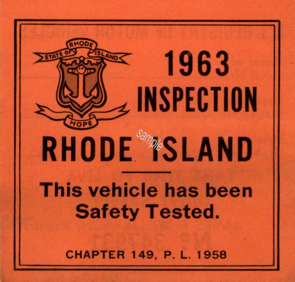 1963 Rhode Island Inspection Sticker - Click Image to Close