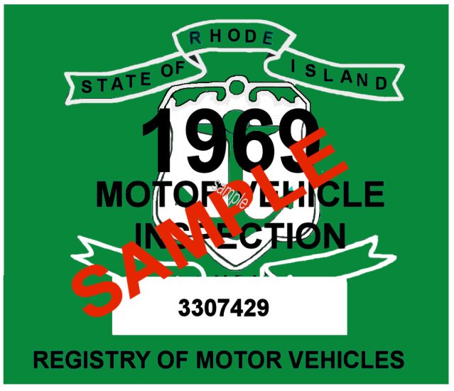 1969 Rhode Island Inspection Sticker - Click Image to Close