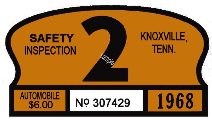 1968 Tennessee inspection sticker (Knoxville) - Click Image to Close