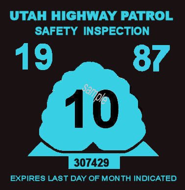 1987 Utah inspection sticker - Click Image to Close