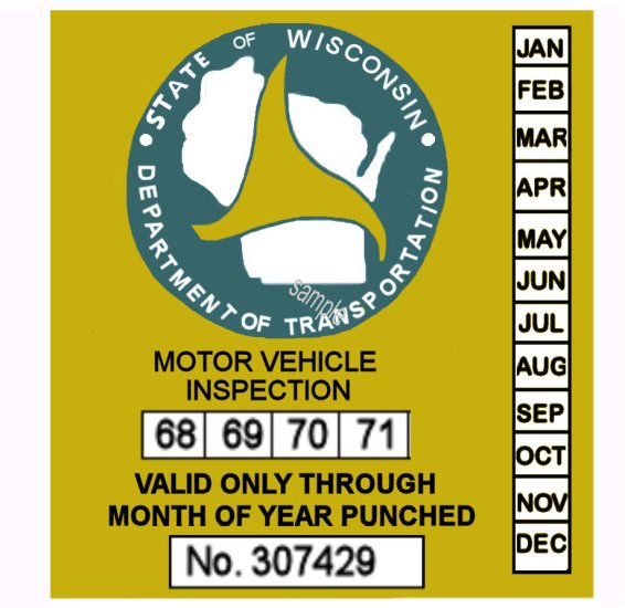 1968 to 1971 Wisconsin Inspection Sticker - Click Image to Close