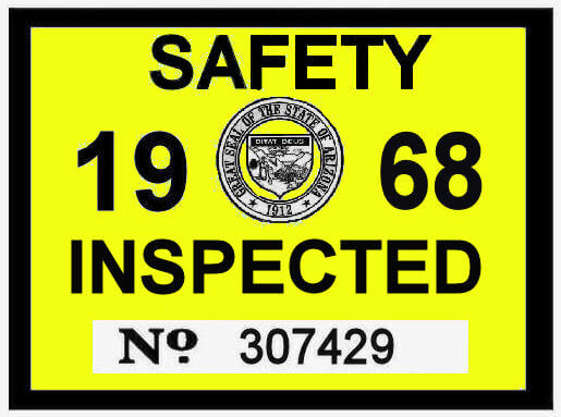 1968 Arizona inspection sticker : Bob Hoyts Classic Inspection Stickers ...