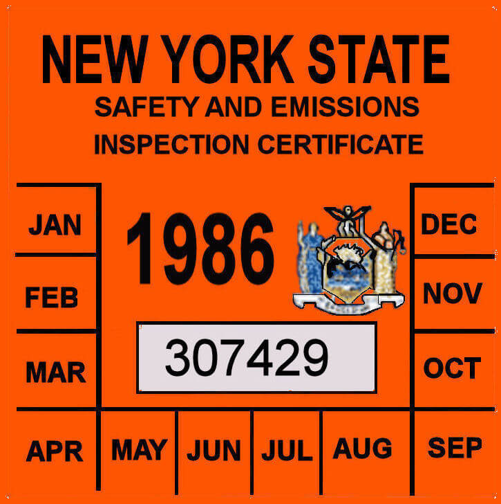 1986 New York Emissions inspection sticker 20.00 Bob Hoyts Classic