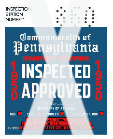 1950 Pennsylvania INSPECTION Sticker : Bob Hoyts Classic Inspection ...