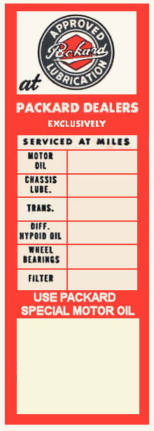 (image for) PACKARD Approved Lubrication Door Sticker