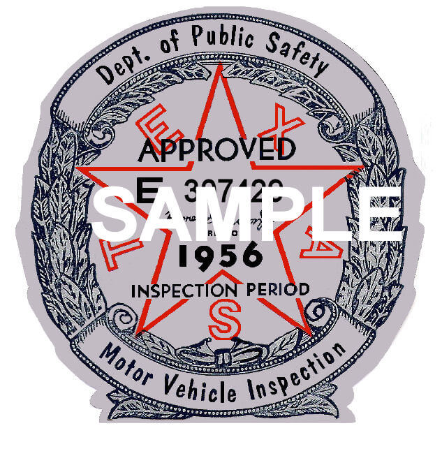 1956 texas inspection sticker 25 00 bob hoyts classic inspection