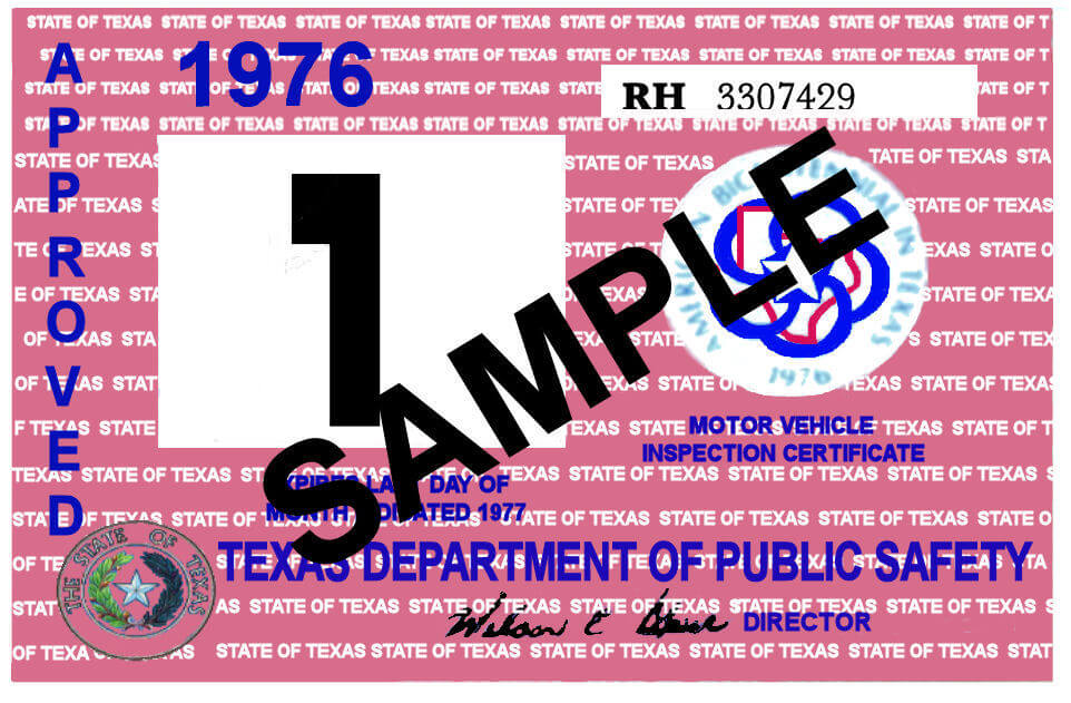 1976 texas inspection sticker bob hoyts classic inspection stickers