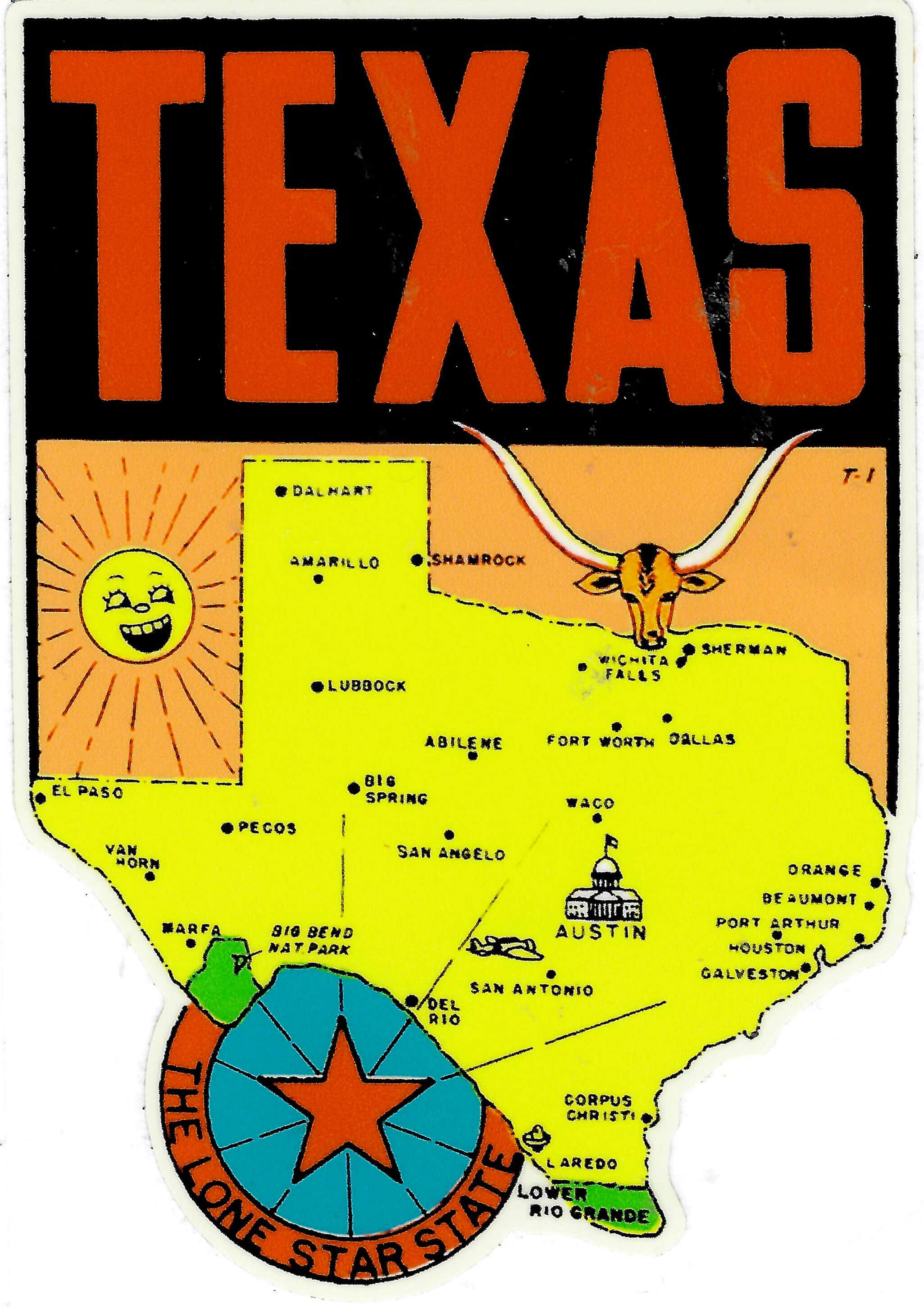 (image for) Texas Vintage Vacation Sticker